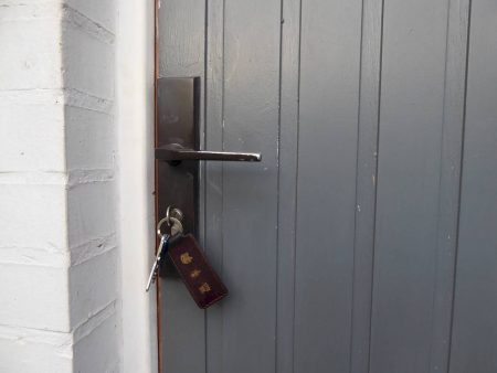 Wooden door with key