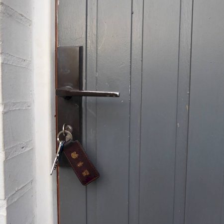 Wooden door with key